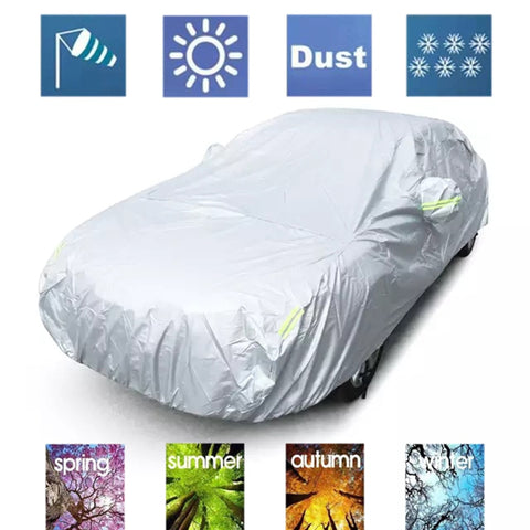 JIUWAN Universal SUV Car Covers Sun Dust UV Protection Outdoor Auto Full covers Umbrella Silver Reflective Stripe For SUV Sedan